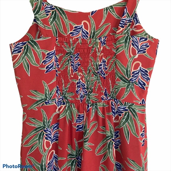 Moon River Tropical Jumpsuit Capri Length Jumper Romper rust green blue floral M - Picture 7 of 9